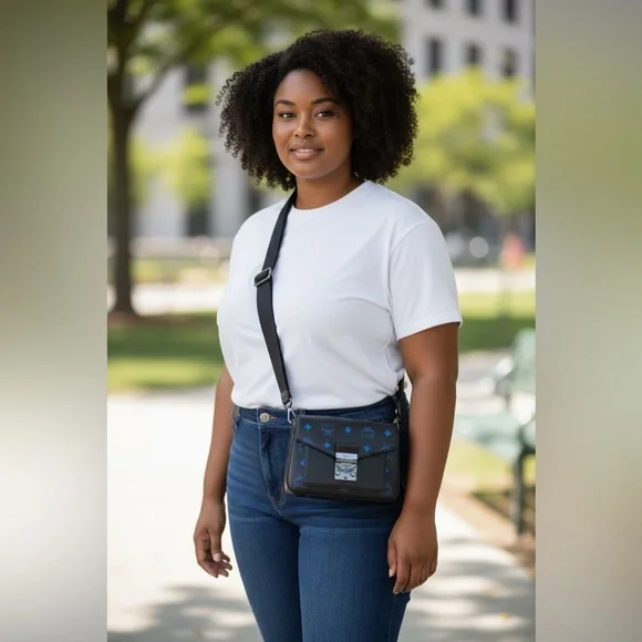 MCM Color Splash Logo Small Crossbody Bag in "Vallarta Blue" Colorway UNISEX NWT - Picture 15 of 15